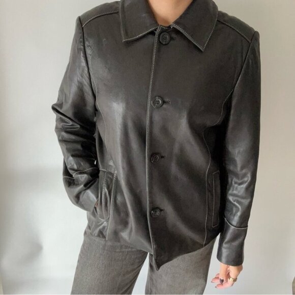 Vintage Anne Klein Genuine Black Leather Jacket - Picture 6 of 16